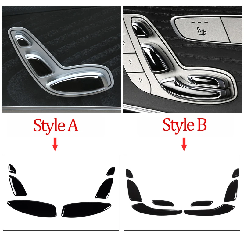 

For Mercedes Benz E Class W213 E200 E300 GLC C Class W205 ABS Gloss Black Seat Button Sequins 2 Styles