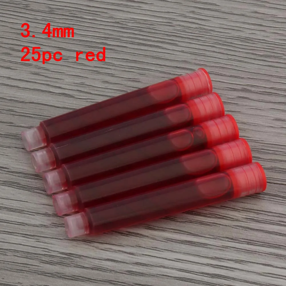 25pcs Universal Fountain Pen Ink Cartridges - Assorted Colors and Sizes for Stationery and Office Supplies