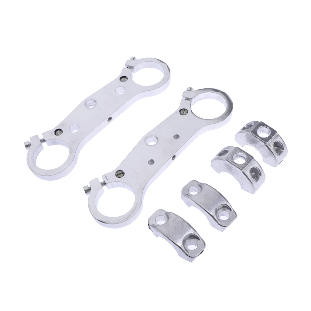 Aluminum Triple Tree Set Clamps Forks for 49CC Motorcycle Dirt Bike, Silver