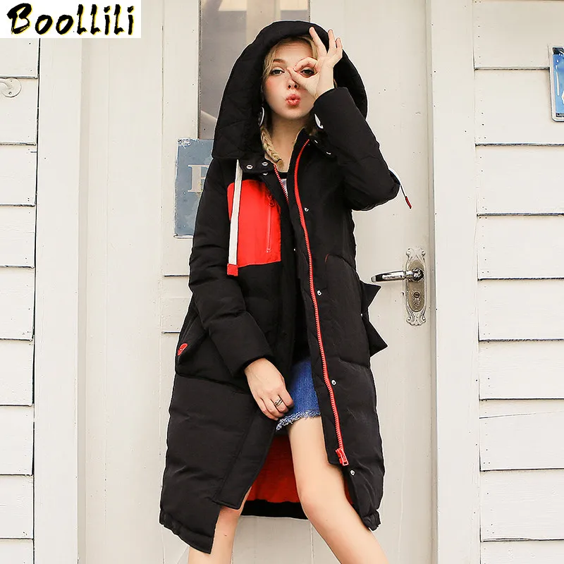 

New Arrival Boollili Women's Down Jackets Hooded Winter Coat Female Warm White Duck Jacket Women Long Parka Abrigo Mujer