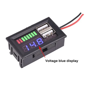 

LED Digital Display Mini Voltage Meter Battery Tester Panel Voltmeter Dual USB 5V2A Output for DC 12V Cars Motorcycles Vehicles