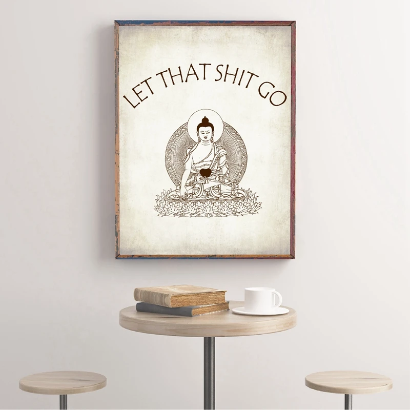 

Let That Shit Go Wall Art Print Yoga Poster Wall Decor , Funny Quote Zen Vintage Art Picture Canvas Painting Home Decoration