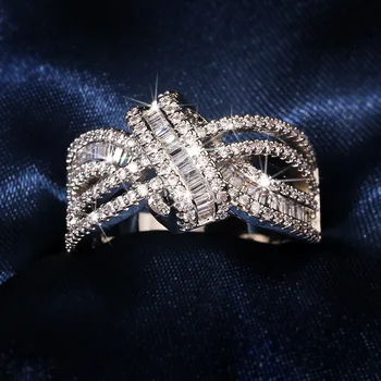 

New Luxury Fashion Women 925 Sterling Silver Wedding Party Ring Unique Bow Personality Zircon Ring Exquisite Jewelry