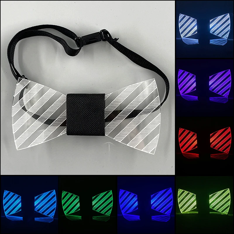 LED Men Neck Tie Luminous Bow Tie Costume Glow Decoration Novelty Gift Cravat