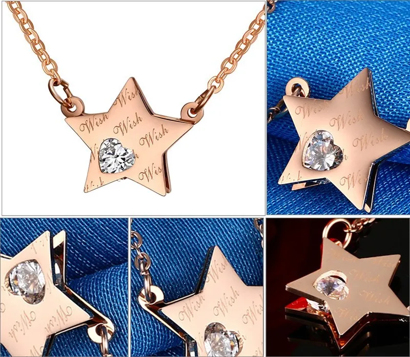 Skup FXM naszyjnik ze stali nierdzewnej gorący bubel popularny mężczyzna kobieta 13mm pięcioramienna gwiazda kształt kolor róży kochanek prezent kobiety Korea styl