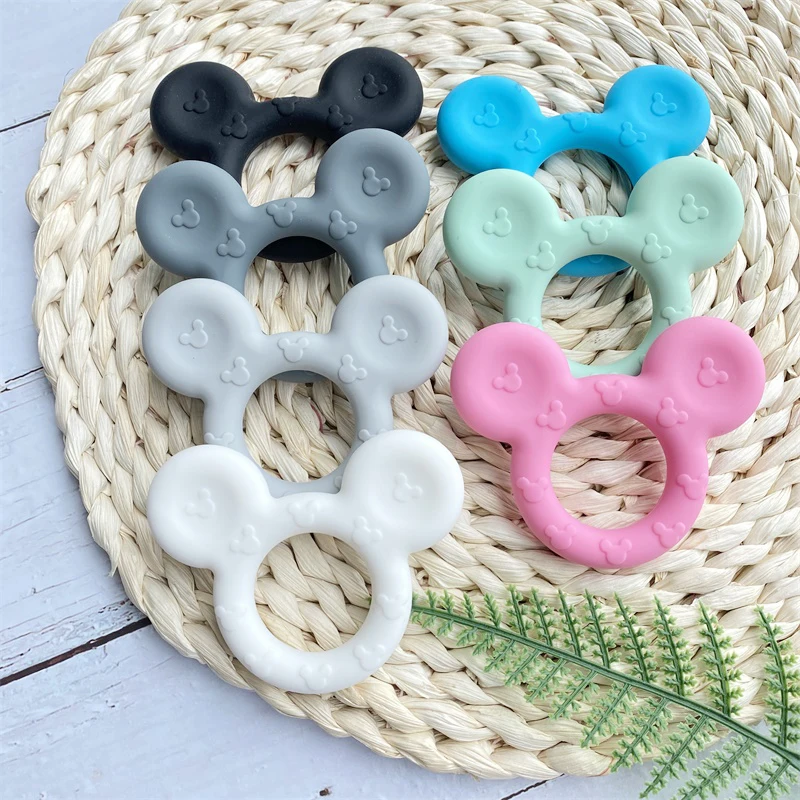 1pcs BPA Free Mickey silicone Teether Food Grade Cartoon Teether Nursing Gift  DIY Baby Teething Teether Toy Accessories Ring 2