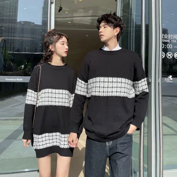 

Christmas couple sweater dress knitwear clothing college fashion korean style lovers women look matching clothes outfit wear 21