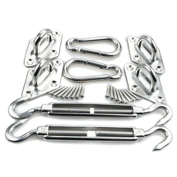 

24Pcs/Set Sun Shade Sail Stainless Steel Hardware Installation Kit Turnbuckle Pad Eye Snap Hook Accessories