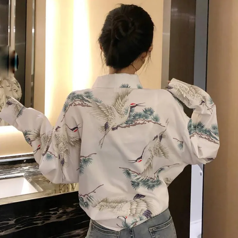 Весенне осенняя Женская хлопковая блузка сексуальные однобортные рубашки с