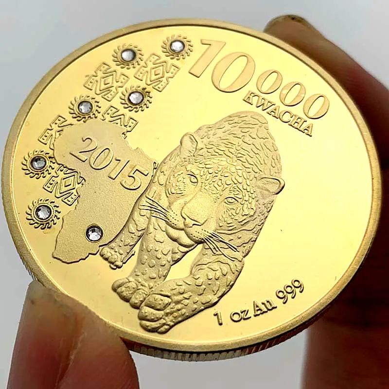 Коллекция юбилейных монет в виде африканского леопарда 999 Kwacha 2015 Республика