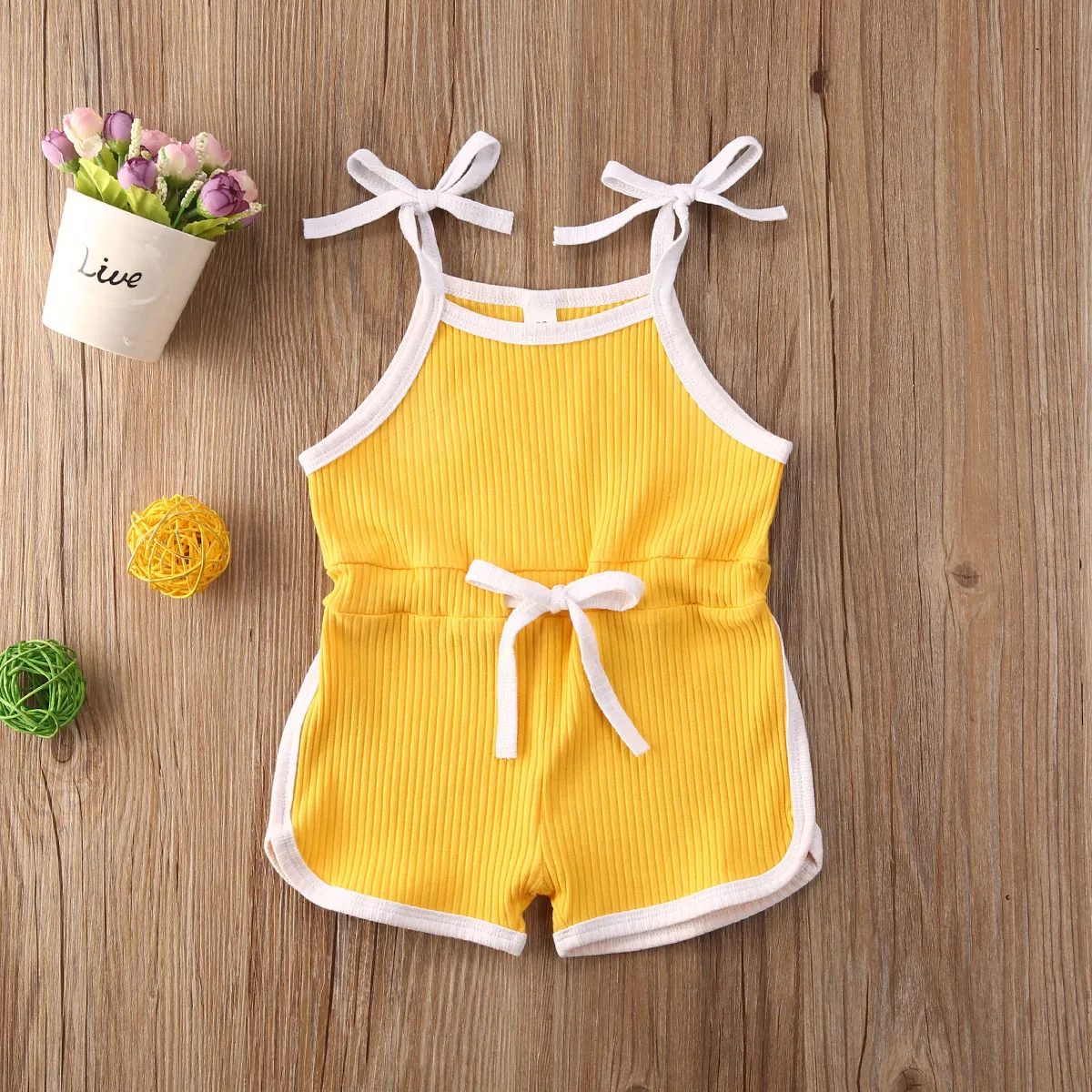 0-5Y Summer Infant Baby Girls Rompers Overalls Solid Sleeveless Belt Jumpsuits Lovely Clothes 4 Colors carters baby bodysuits	 Baby Rompers