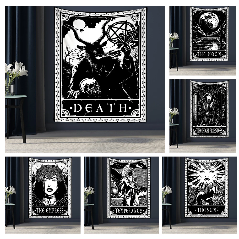 Tapestry Decorations Tarot Tapestry Wall Hanging Witchcraft Divination Bed Sheet Beach Mat Bohemian Hippie TAPIZ Wall Home