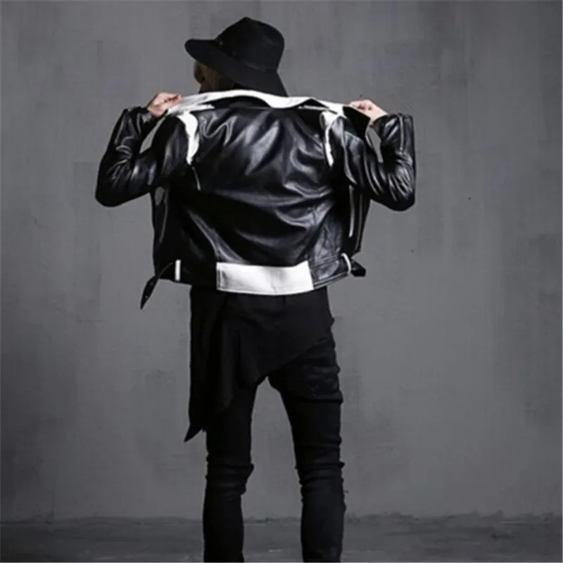 XIU LUO brand New Fashion Mens Punk Gothic Motor Leather Jacket Man Slim Fit Short Coat Outwear Black/white Jackets