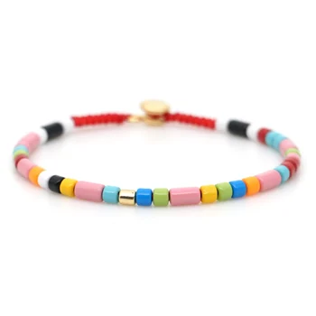 

Shinus Rainbow Bracelet For Women Summer Stackable Bracelets Colorful Boho Friendship Jewelry Tile Beads Pulseras Mujer Femme
