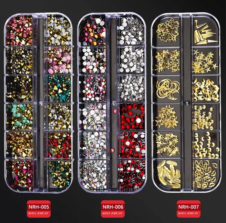 1 Box Nail Art Decorations Nail Rhinestones Mixed Colors AB Crystal Strass 3D Charm Gems DIY Rivet nails Manicure Accessories