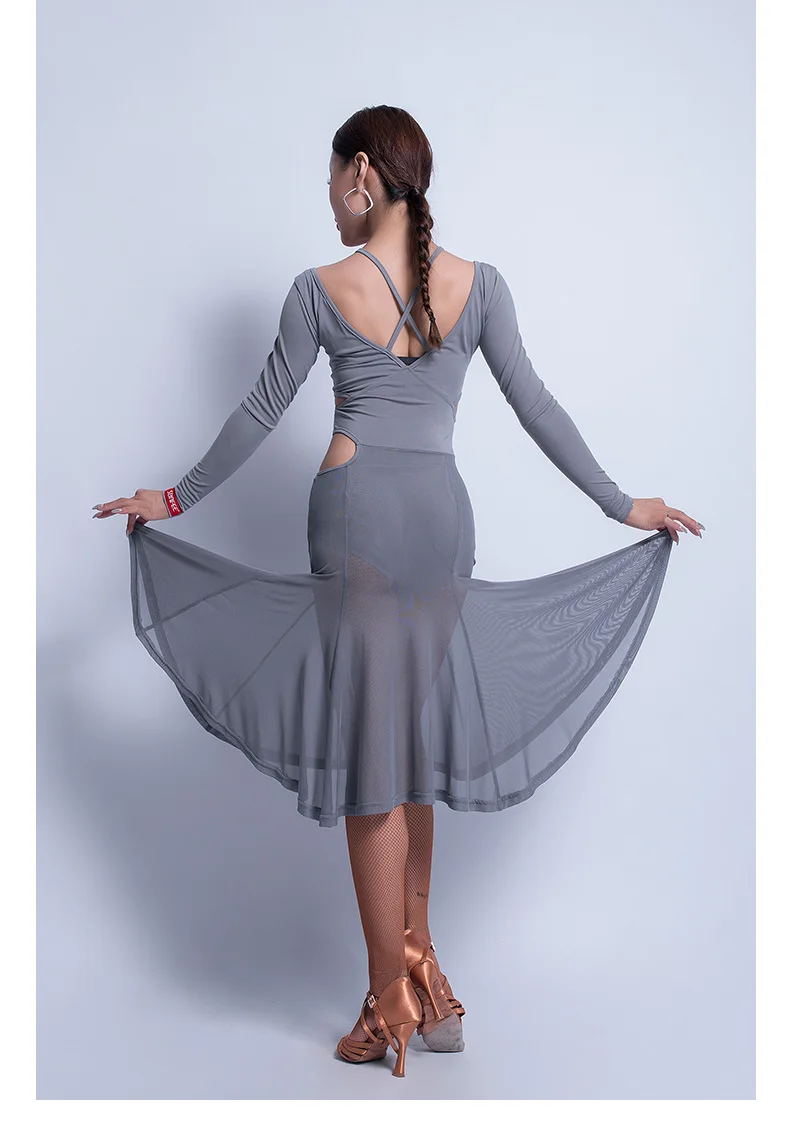 Latin Dance Dress Women Long Sleeve Tango Cha Cha Salsa Performance Dresses Ladies Ballroom Samba Rumba Practice Wear DC3037