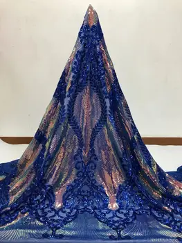 

Royal Blue Gold Rose Gold Pink Red Most popular African sequins Lace fabric High quality African french sequince lace fabric