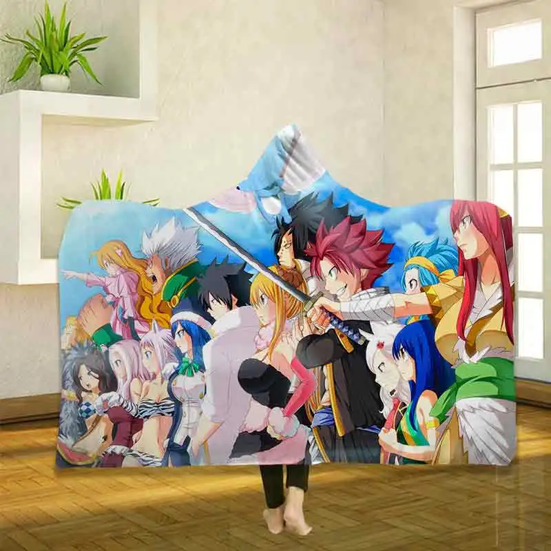 Аниме Fairy Tail 3D печати пледы с капюшоном Одеяло носки теплые флисовые постельные