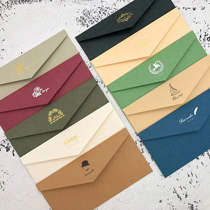 

2020 10/set envelope letter paper retro style letter high-end elegant wedding classical western-style cowhide bronzing envelope