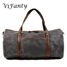 Дорожная сумка для путешествий, вощеная парусина водонепроницаемая сумка на выходные