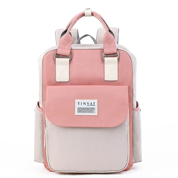 TINYAT рюкзак женский корейский Однотонный женский рюкзак для путешествий mochila feminina mujer Водонепроницаемый Школьный рюкзак для ноутбука сумки для девочек-подростков - Цвет: PINK BACKPACK 1