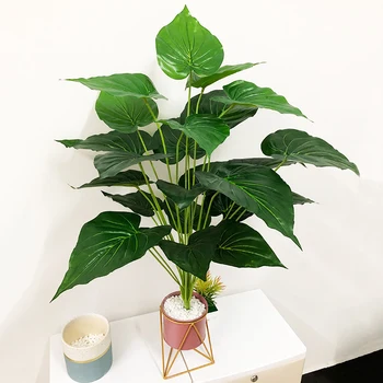 

75cm 24 Head Tropical Monstera Large Artificial Plant Fake Palm Tree Plastic Palm Leaves False Turtle Leaf For Home Garden Decor