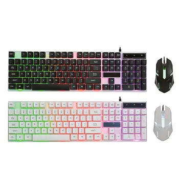 

Hot Sale Rainbow Back Light Usb Gaming Keyboard And Mouse Set For PC Computer Laptop Gamer Gaming Mouses And Keyboards Kit