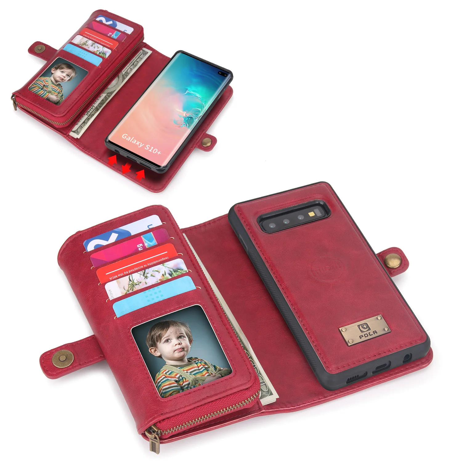 Съемный кожаный чехол-кошелек для Samsung gs10, чехол с тремя сложениями, Магнитный Флип, разнообразный чехол со слотом для карт, для Samsung gs9, кронштейн, задняя крышка