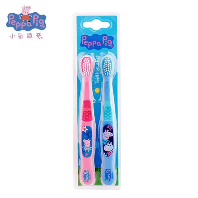 Figuras de dibujos animados de Peppa Pig para niños, cerdas suaves creativas, Juego de cepillos de dientes, limpieza Oral, juguetes para niños, regalos de cumpleaños