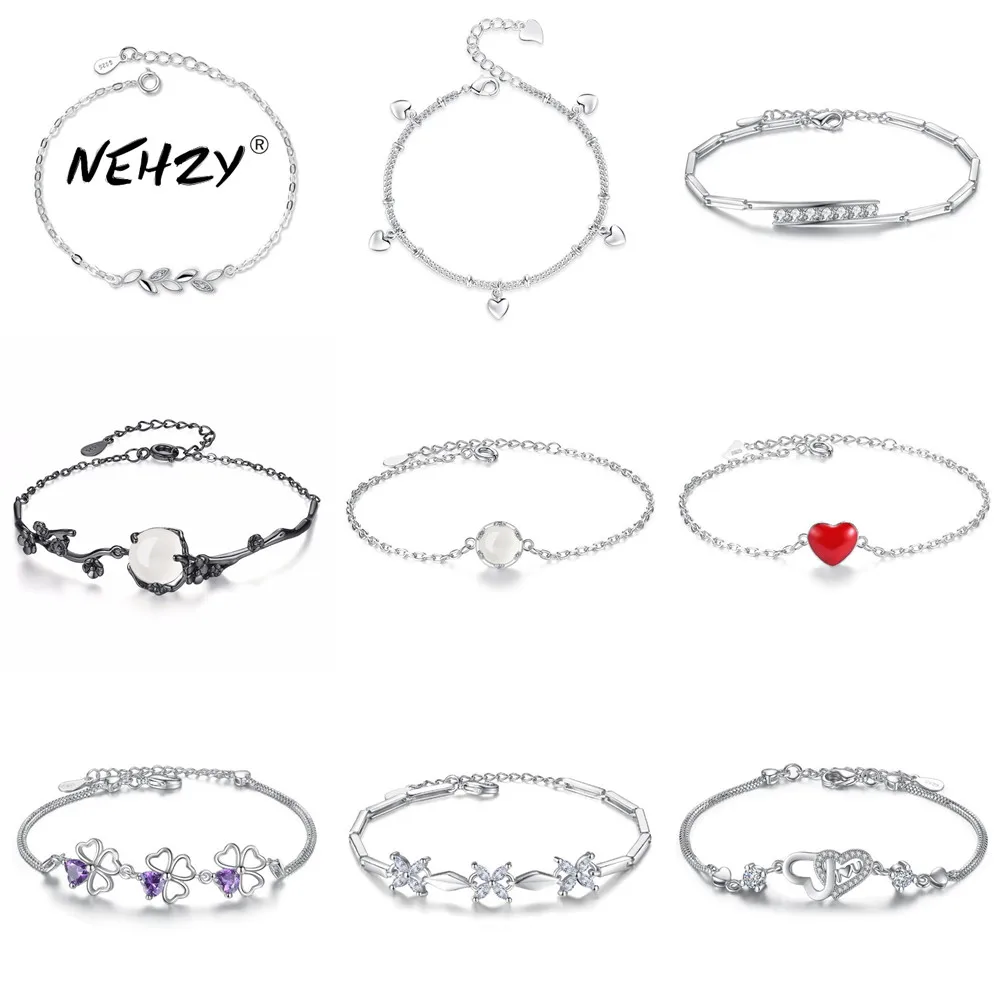 Flower Bracelet Jewelry NEHZY 925-Sterling-Silver Retro Cubic-Zirconia Woman Fashion