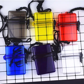 

1PCs Plastic Transparent Cigarette Case Box with Lanyard Chain Punk Hip Hop Hard Shell Waterproof Earphone Holder Storage Bag
