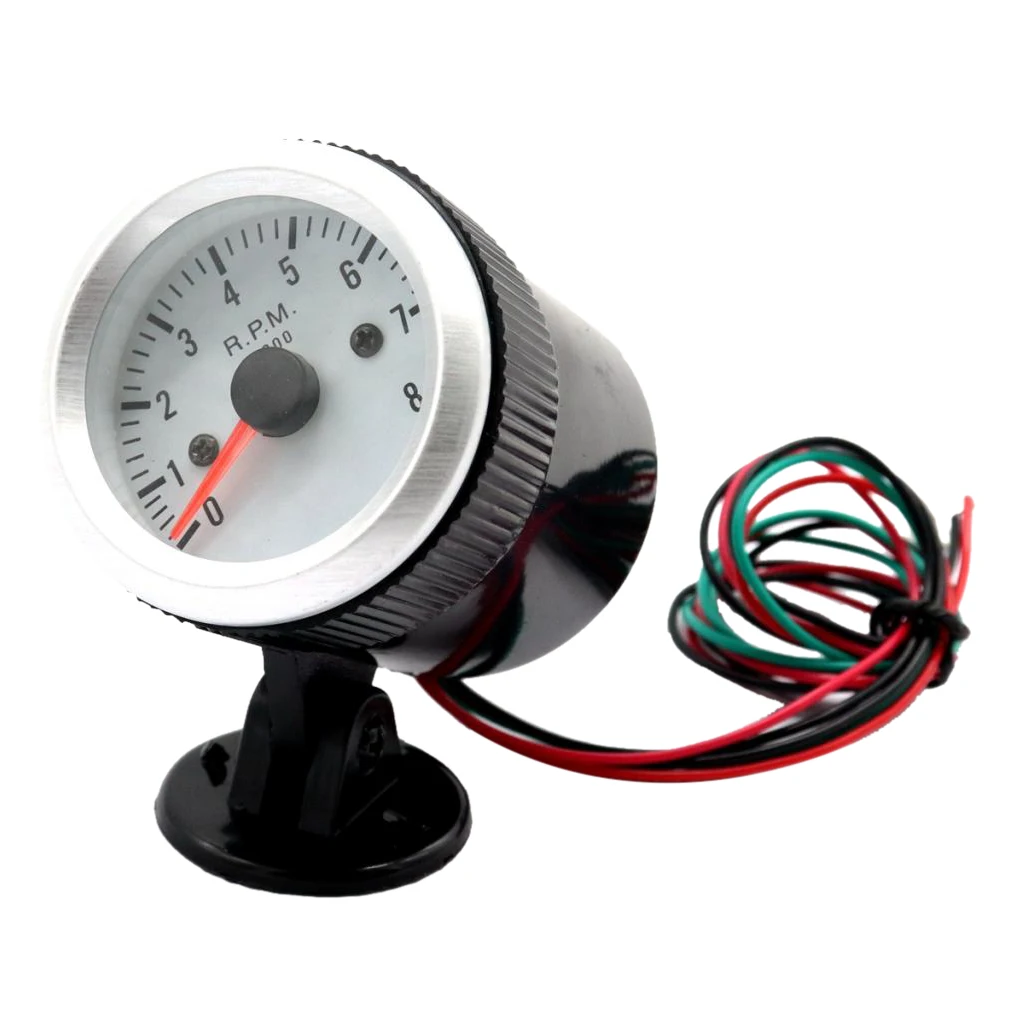 Tachometer With Stand Heat Shrink Tubing Blue LED Display For 12V Petrol Car