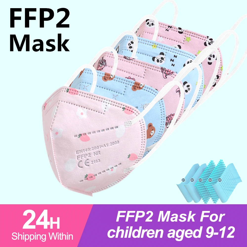 FFP2 Mascarillas KN95 máscara para niños 5 capas máscara para niños niñas ffp2reutilizable respirador protectora máscara de tejido fpp2 máscaras niños