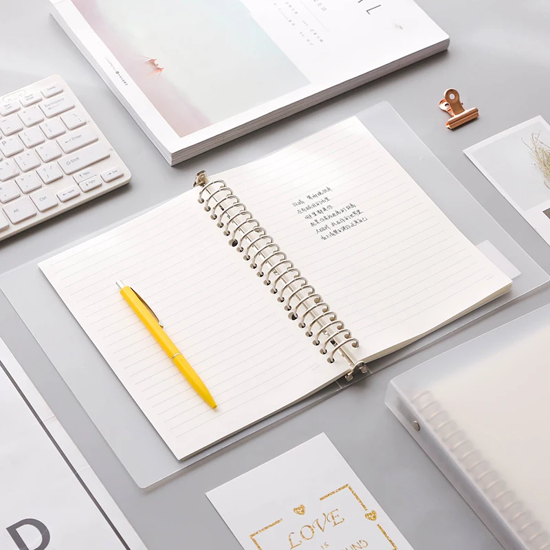 

A5 /B5 Transparent PP Cover Spiral Notebook Loose-leaf Book Simple Memo Pad Coil Journal Hand Account Office School Supplies