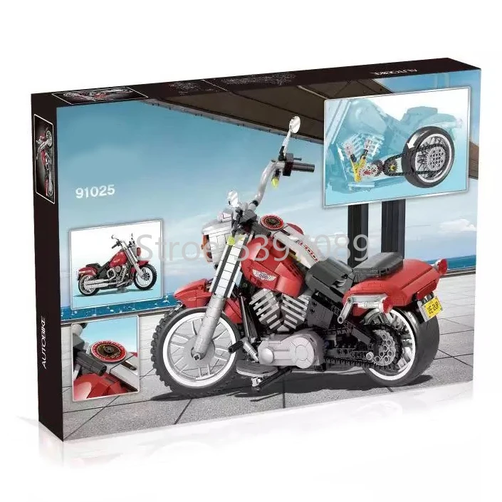 В наличии 91025 строительных блоков кирпичи совместимые с Legoinglys CREATOR 10269 Harley Davidson Fat