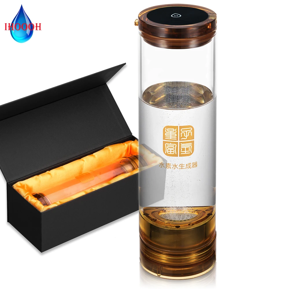 Titanium Electrolysis Hydrogen Generator Built-In Acid Water Cavity Healthy Alkaline H2 Glass Cup Maker IHOOH Anti-Aging Product