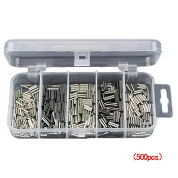 

500pcs/lot Single Barrel Crimping Sleeve Fishing Line Wire Leader Copper Tube Connector Fishing Accessories Line Tube