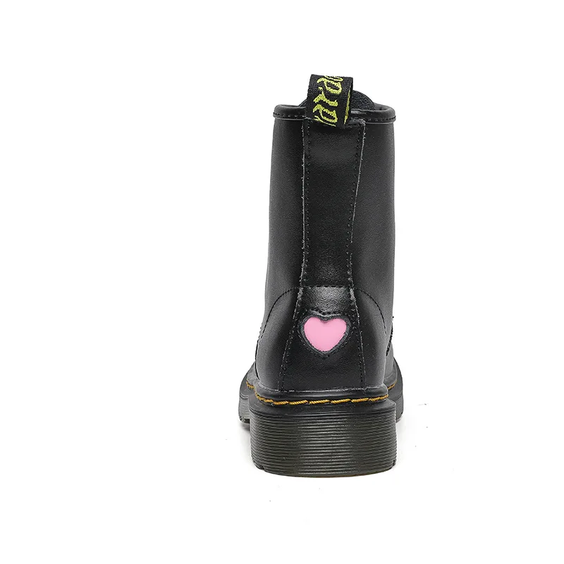Winter Genuine Leather Women's Boots Love Black Casual Ankle Boots Girls Fashion Boots Zipper Motorcycle Boots Dance Shoes - Цвет: black