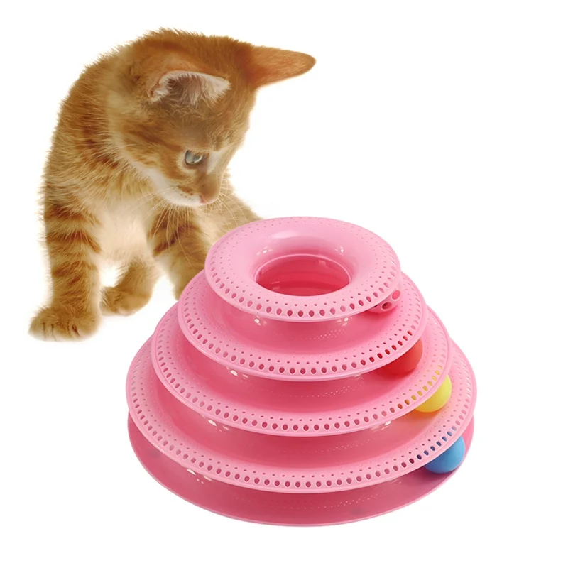 4 слоя забавные игрушки для котов Сумасшедший диск с шариком анти-скольжения Интерактивная развлекательная тарелка тройной проигрыватель играть диск игрушки для домашних животных маленького размера