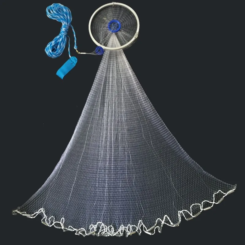 small mesh Cast Net size 2.4 4.2M American Style Fishing Net with ring