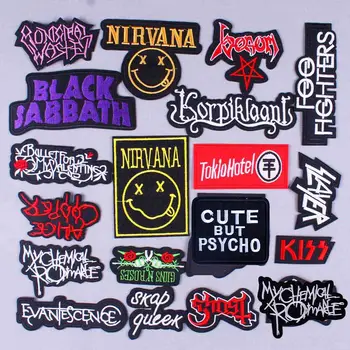 

DIY Nirvana Rock Band Patch Embroidered Patches For Clothing Hippie Stickers Metal Bands Punk Stripes Patch On Clothes Stripes