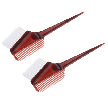 

2x Double Sided Rat Tail Tapered Handle Hair Dye Color Tint Comb Brush Brown