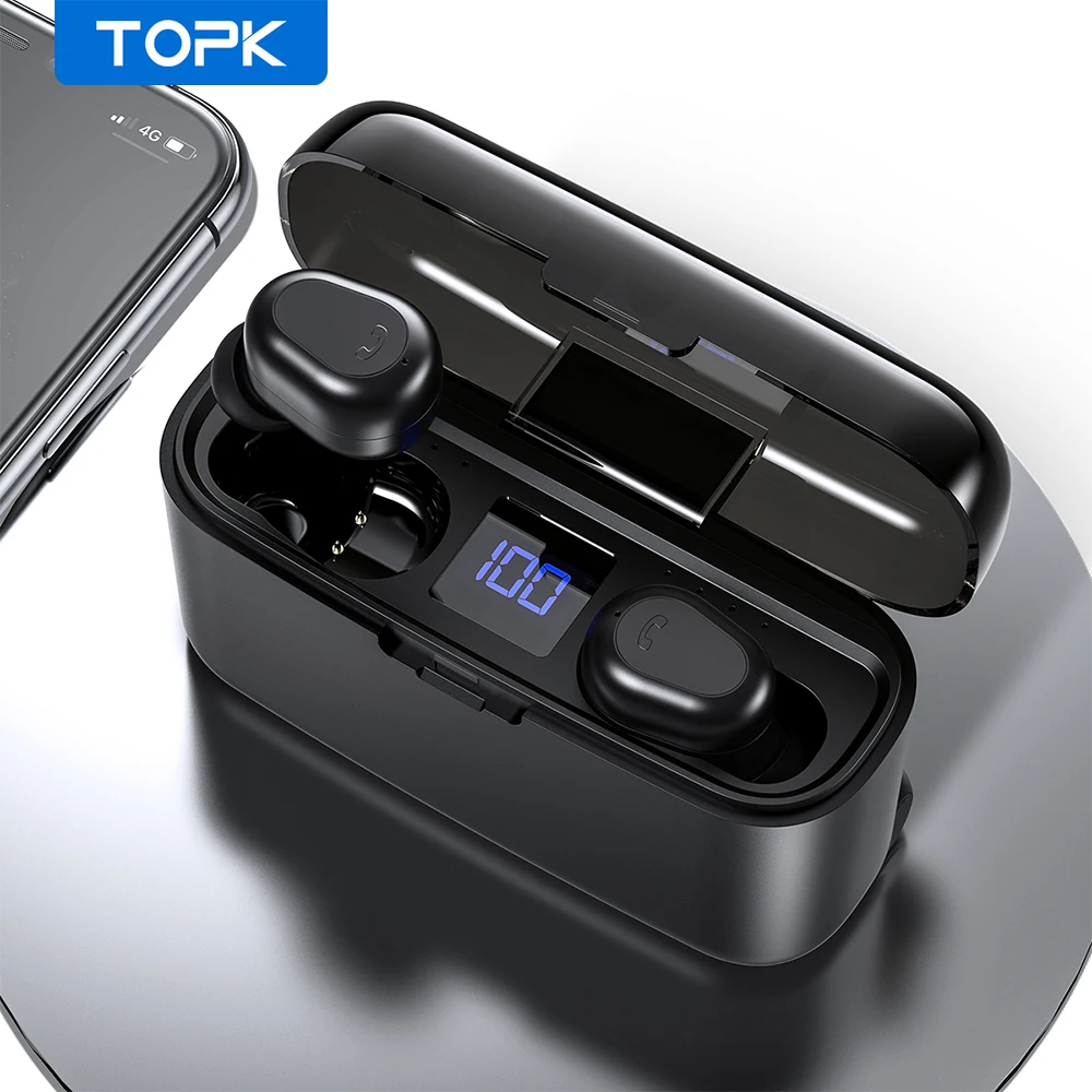 Беспроводные TWS наушники TOPK Bluetooth 5 0 IPX5 водонепроницаемые стереонаушники