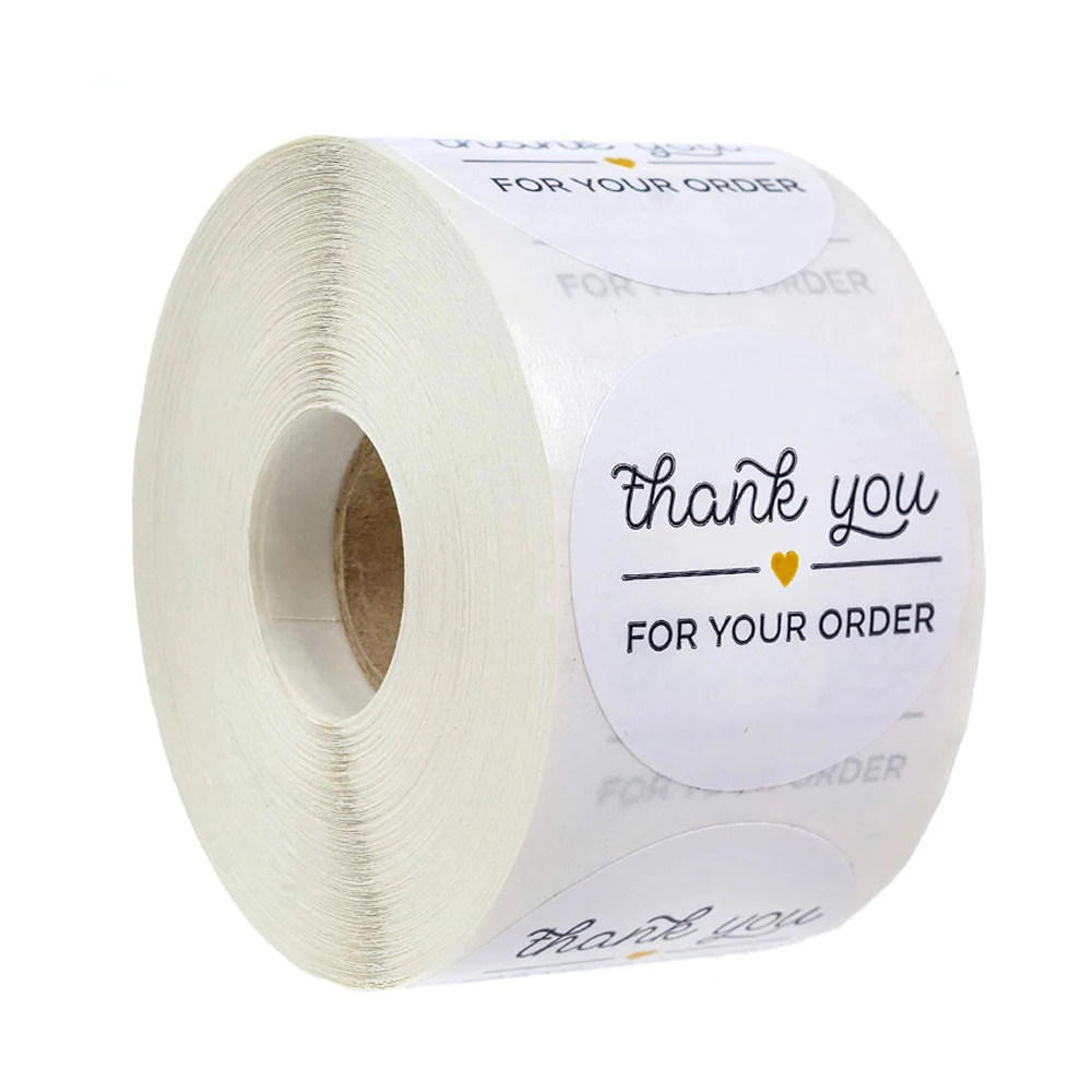 

Round Paper Thank You For Your Order Sticker 500pcs Thanks For Shopping Small Shop Local Handmade Sticker White Label Stickers