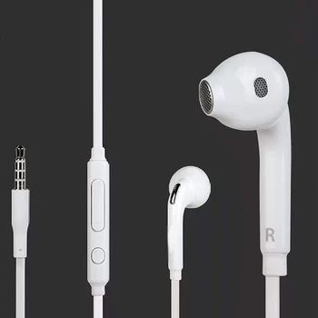 

White Audio Headset Sound Bass Earbuds With Headsets Wired Microphone For Samsung Galaxy S6 S7 S7edge S8 S9 S9 Mobile Phones