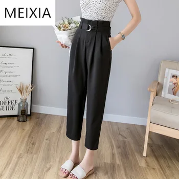 

2xl Korean Summer High Waist Trousers Female 2020 Autumn Chiffon Ankle-length Pants For Women Plus Size Black Harem Pants Women