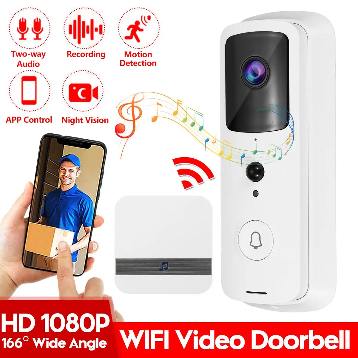 Obtenga esto 220V nuevo WiFi inteligente timbre Video cámara Visual intercomunicador con timbre de la visión nocturna IP la puerta inalámbrica cámara de seguridad neQKMpppGVO