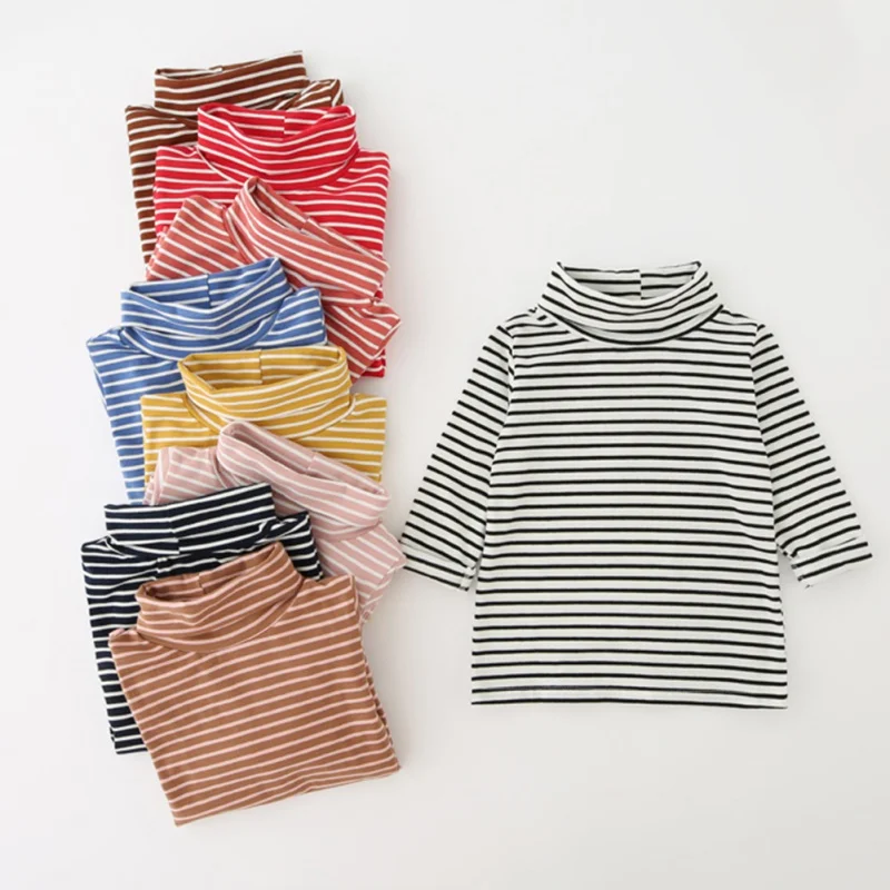 

1-6T Spring autumn Baby Girls Boys Shirt Long Sleeve Stripe Tops Soft cotton Toddler Kids T-Shirt Warm fashion Clothes