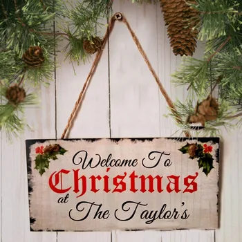 

Christmas Wooden Listings Greeting Crafts Creative Square Hanging Board Eve Features Custom Christmas DIY Decorations Home