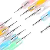 5pcs/Set UV Gel Painting Dotting Pen Acrylic Handle Professional Nail Art Tool 2 ways Swirl Marbleizing Steel Dotting Kit 3